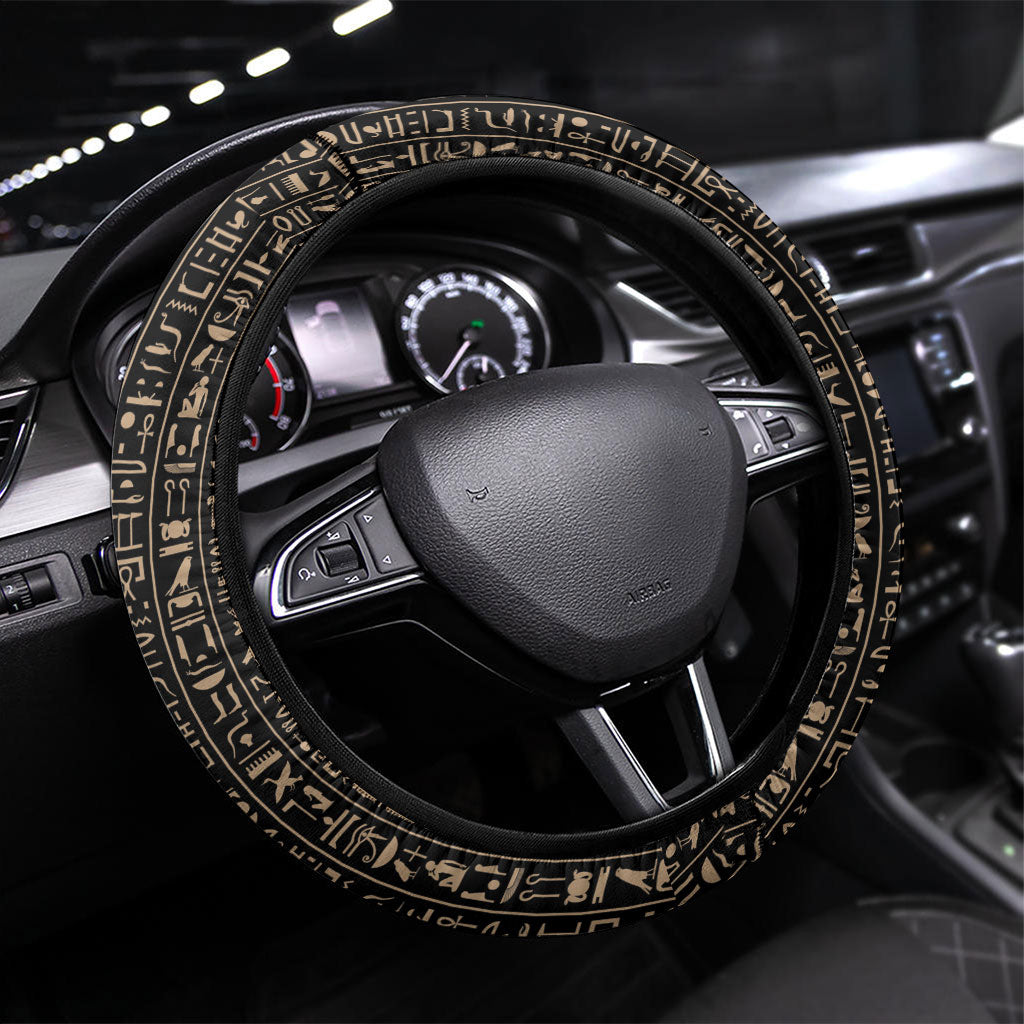 Egyptian God Anubis Steering Wheel Cover Jackal Headed Deity Ancient Egypt Mythology Gilded