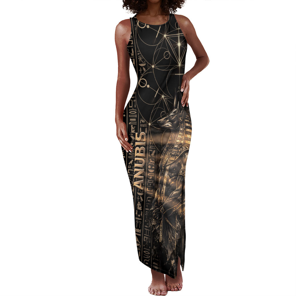 Personalized Egyptian God Anubis Tank Maxi Dress Jackal Headed Deity Ancient Egypt Mythology Gilded