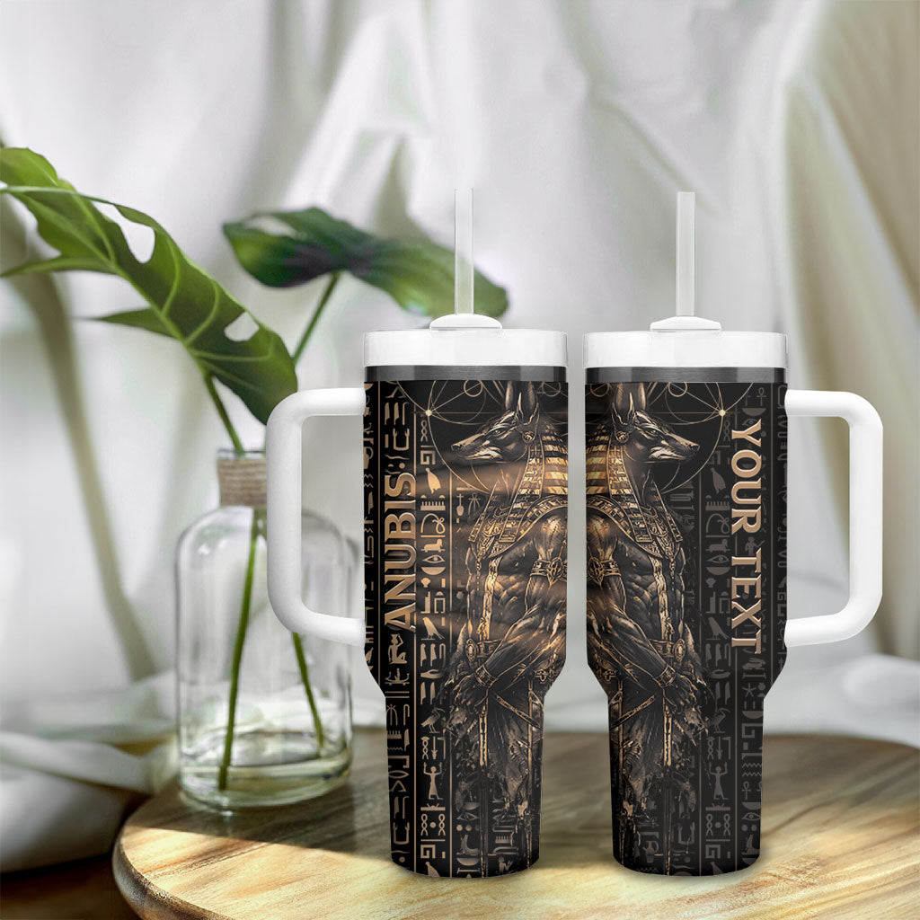 Personalized Egyptian God Anubis Tumbler With Handle Jackal Headed Deity Ancient Egypt Mythology Gilded