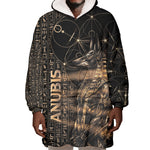 Personalized Egyptian God Anubis Wearable Blanket Hoodie Jackal Headed Deity Ancient Egypt Mythology Gilded