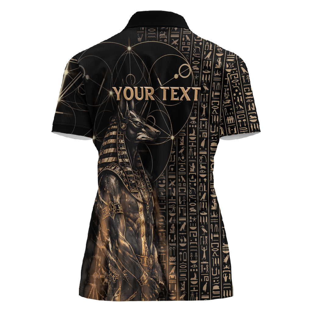 Personalized Egyptian God Anubis Women Polo Shirt Jackal Headed Deity Ancient Egypt Mythology Gilded