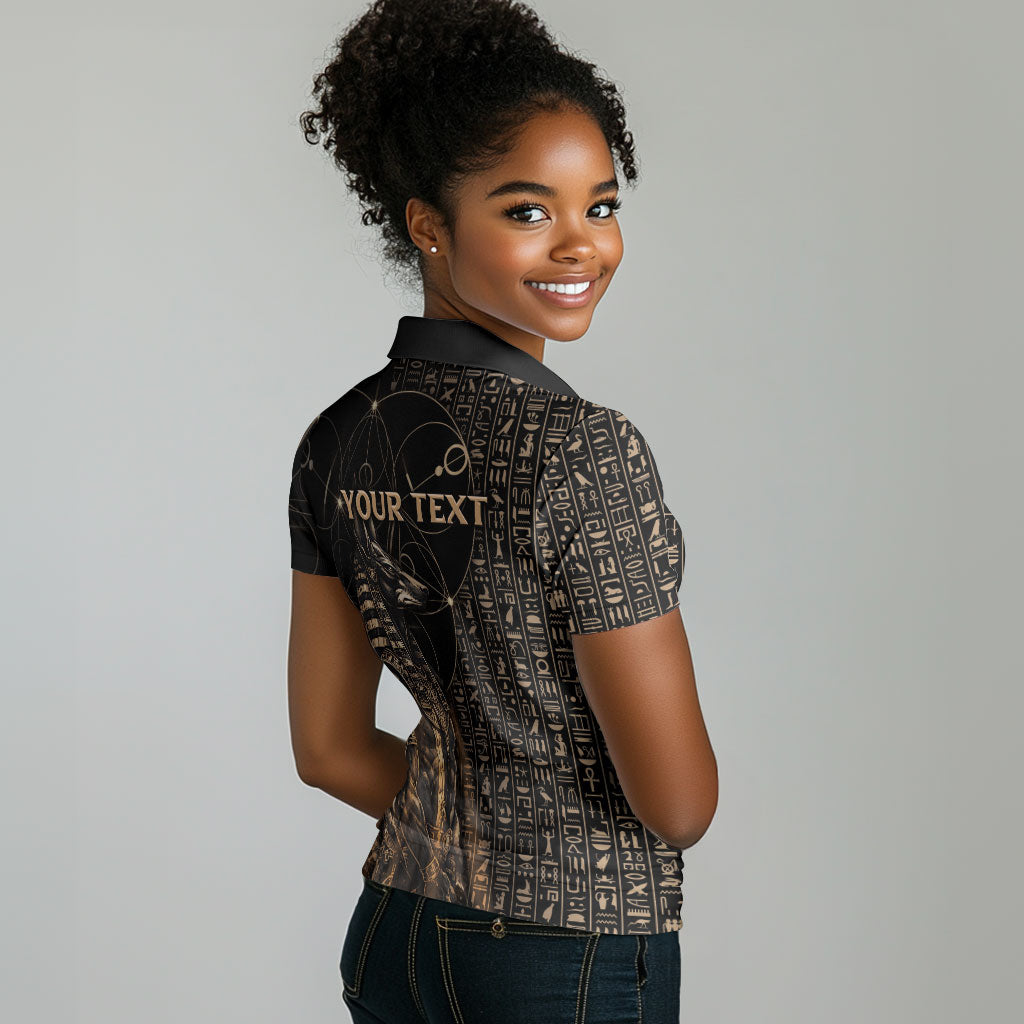 Personalized Egyptian God Anubis Women Polo Shirt Jackal Headed Deity Ancient Egypt Mythology Gilded