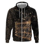 Personalized Egyptian God Anubis Zip Hoodie Jackal Headed Deity Ancient Egypt Mythology Gilded