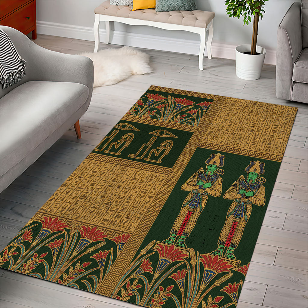 Pattern Phoraonic Egyptian God Osiris Area Rug Green Pharaonic Hieroglyphic Patterns by ...