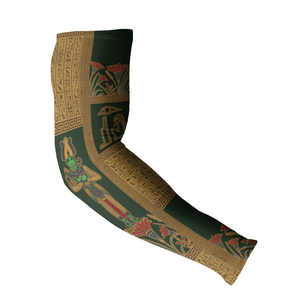 Egyptian God Osiris Arm Sleeves Green Pharaonic Hieroglyphic Patterns