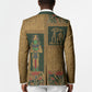 Egyptian God Osiris Blazer Green Pharaonic Hieroglyphic Patterns