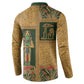 Egyptian God Osiris Button Sweatshirt Green Pharaonic Hieroglyphic Patterns
