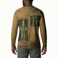 Egyptian God Osiris Button Sweatshirt Green Pharaonic Hieroglyphic Patterns