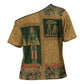 Egyptian God Osiris Cross Shoulder Shirt Green Pharaonic Hieroglyphic Patterns