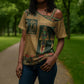 Egyptian God Osiris Cross Shoulder Shirt Green Pharaonic Hieroglyphic Patterns