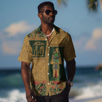 Egyptian God Osiris Hawaiian Shirt Green Pharaonic Hieroglyphic Patterns