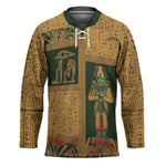 Egyptian God Osiris Hockey Jersey Green Pharaonic Hieroglyphic Patterns