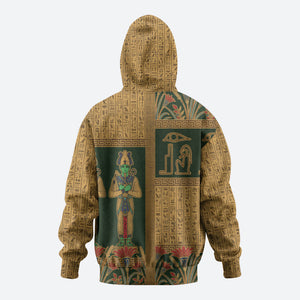 Egyptian God Osiris Hoodie Green Pharaonic Hieroglyphic Patterns