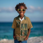 Egyptian God Osiris Kid Hawaiian Shirt Green Pharaonic Hieroglyphic Patterns