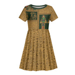 Egyptian God Osiris Kid Short Sleeve Dress Green Pharaonic Hieroglyphic Patterns