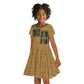 Egyptian God Osiris Kid Short Sleeve Dress Green Pharaonic Hieroglyphic Patterns