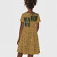 Egyptian God Osiris Kid Short Sleeve Dress Green Pharaonic Hieroglyphic Patterns