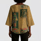 Egyptian God Osiris Kimono Sleeve Blouse Green Pharaonic Hieroglyphic Patterns
