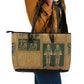 Egyptian God Osiris Leather Tote Bag Green Pharaonic Hieroglyphic Patterns