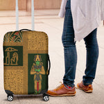 Egyptian God Osiris Luggage Cover Green Pharaonic Hieroglyphic Patterns