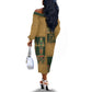 Egyptian God Osiris Off The Shoulder Long Sleeve Dress Green Pharaonic Hieroglyphic Patterns