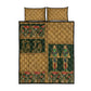 Egyptian God Osiris Quilt Bed Set Green Pharaonic Hieroglyphic Patterns
