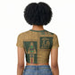 Egyptian God Osiris Raglan Cropped T shirt Green Pharaonic Hieroglyphic Patterns