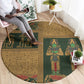 Egyptian God Osiris Round Carpet Green Pharaonic Hieroglyphic Patterns