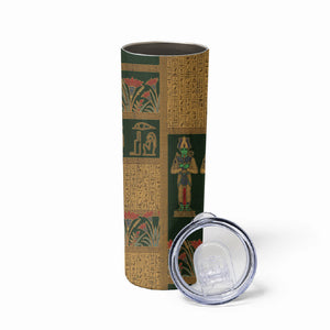 Egyptian God Osiris Skinny Tumbler Green Pharaonic Hieroglyphic Patterns