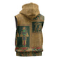 Egyptian God Osiris Sleeveless Zip Hoodie Green Pharaonic Hieroglyphic Patterns