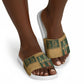 Egyptian God Osiris Slide Sandals Green Pharaonic Hieroglyphic Patterns