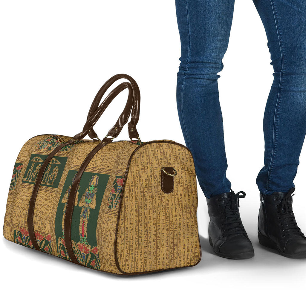 Egyptian God Osiris Travel Bag Green Pharaonic Hieroglyphic Patterns