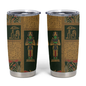 Egyptian God Osiris Tumbler Cup Green Pharaonic Hieroglyphic Patterns