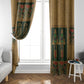 Egyptian God Osiris Window Curtain Green Pharaonic Hieroglyphic Patterns