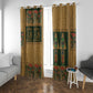 Egyptian God Osiris Window Curtain Green Pharaonic Hieroglyphic Patterns