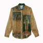 Egyptian God Osiris Women Casual Shirt Green Pharaonic Hieroglyphic Patterns