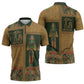 Egyptian God Osiris Zipper Polo Shirt Green Pharaonic Hieroglyphic Patterns