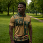 Egyptian God Osiris Zipper Polo Shirt Green Pharaonic Hieroglyphic Patterns