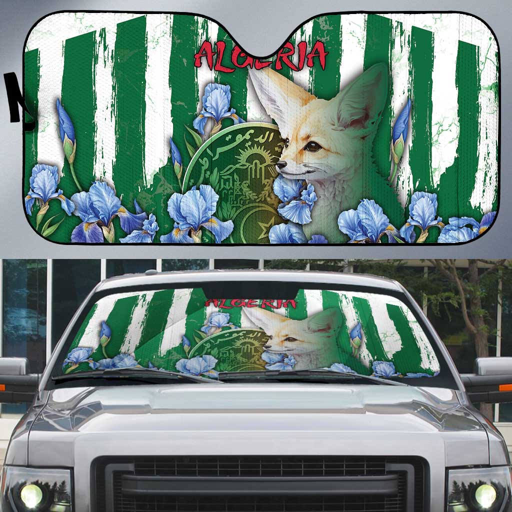 Algeria Auto Sun Shade Fennec And Iris Grunge Style - African Pride