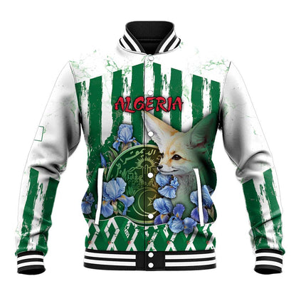 Personalized Algeria Baseball Jacket Fennec And Iris Grunge Style - African Pride
