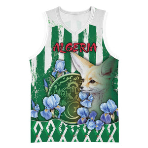 Personalized Algeria Basketball Jersey Fennec And Iris Grunge Style - African Pride