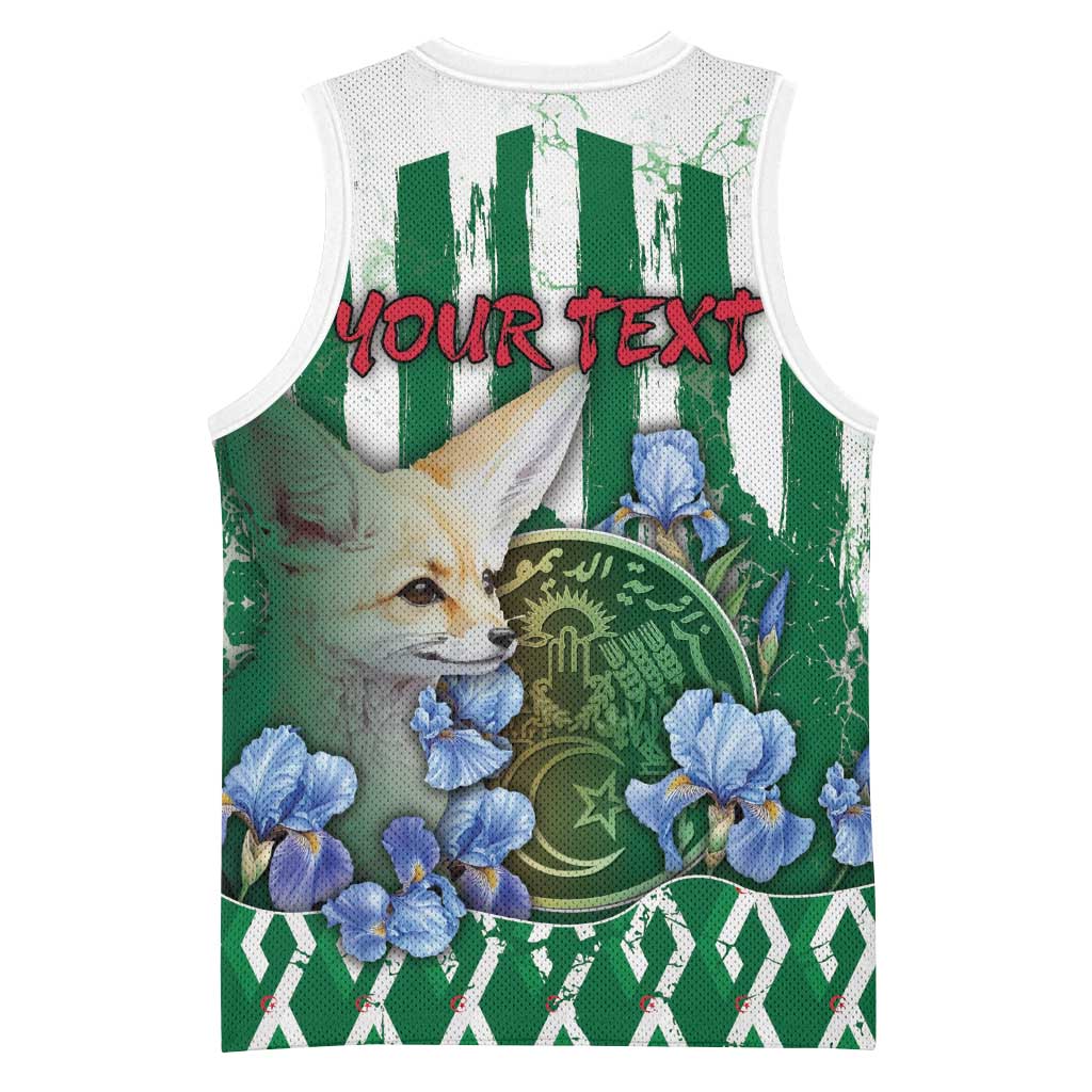 Personalized Algeria Basketball Jersey Fennec And Iris Grunge Style - African Pride