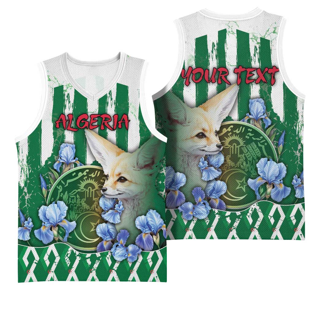 Personalized Algeria Basketball Jersey Fennec And Iris Grunge Style - African Pride