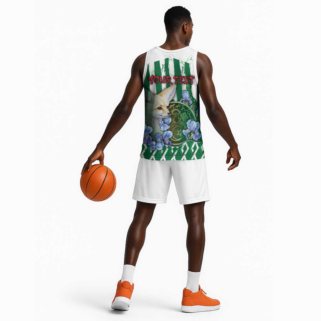 Personalized Algeria Basketball Jersey Fennec And Iris Grunge Style - African Pride