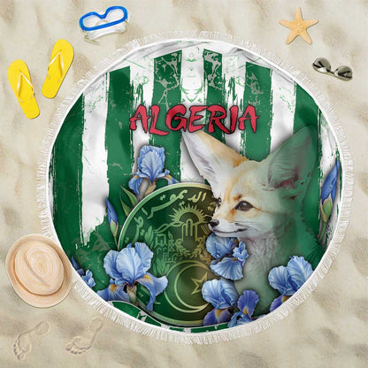 Algeria Beach Blanket Fennec And Iris Grunge Style - African Pride