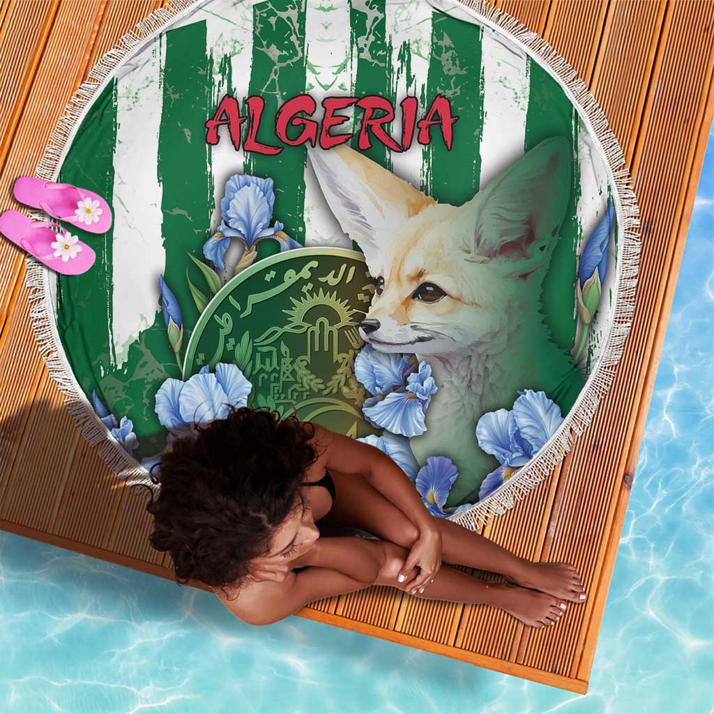 Algeria Beach Blanket Fennec And Iris Grunge Style - African Pride