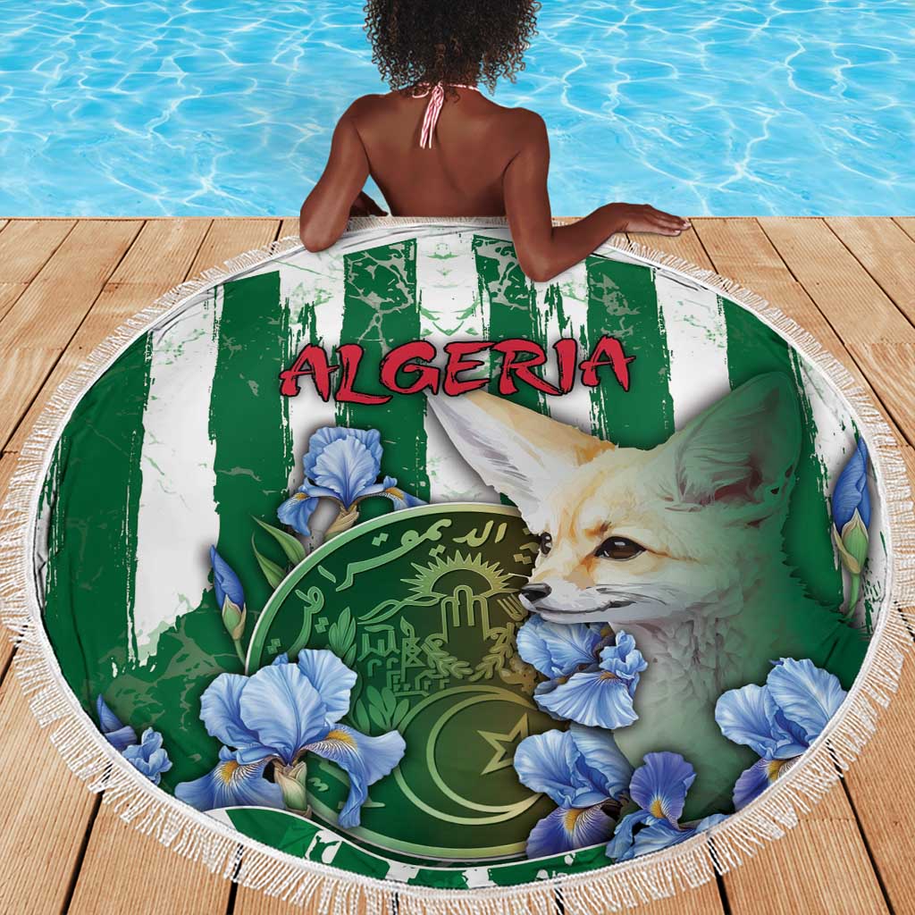 Algeria Beach Blanket Fennec And Iris Grunge Style - African Pride