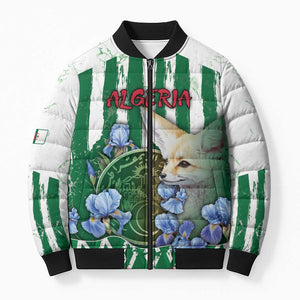 Personalized Algeria Bomber Puffer Jacket Fennec And Iris Grunge Style - African Pride