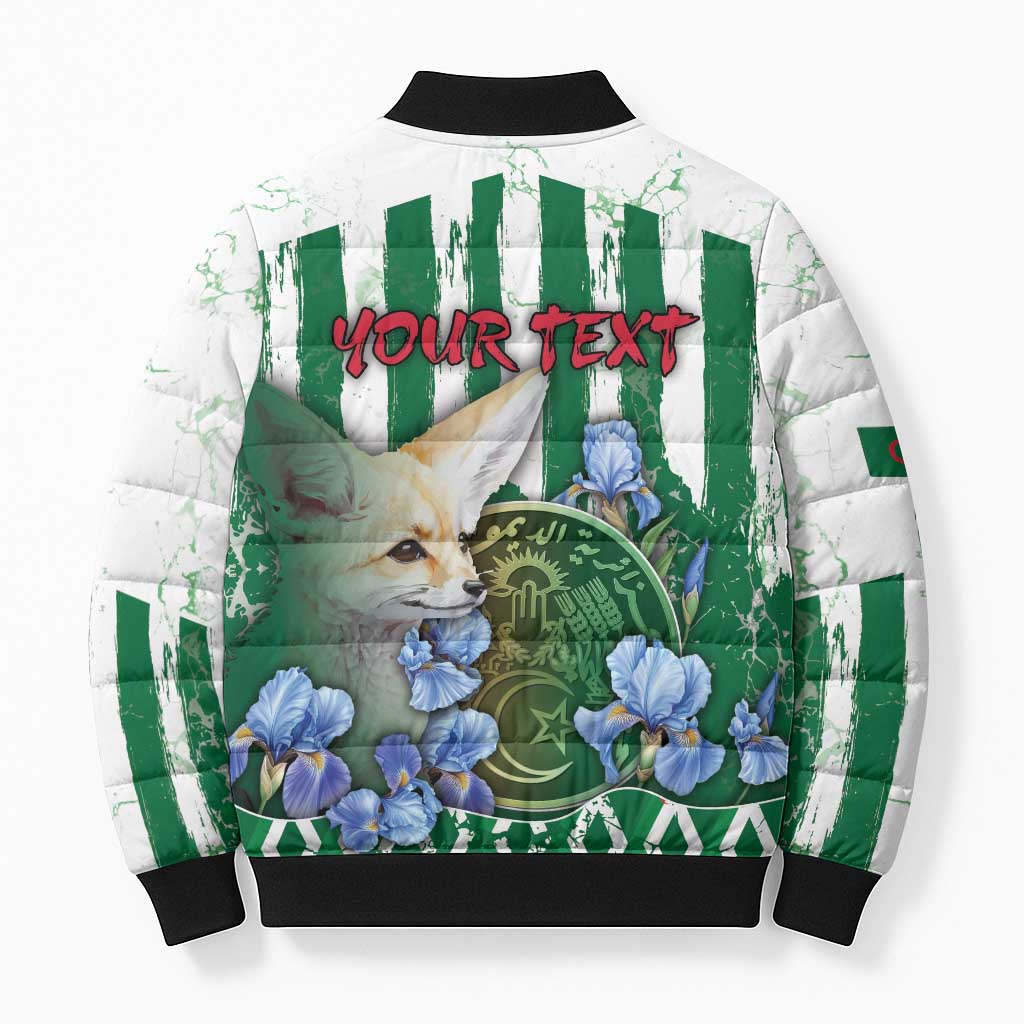 Personalized Algeria Bomber Puffer Jacket Fennec And Iris Grunge Style - African Pride