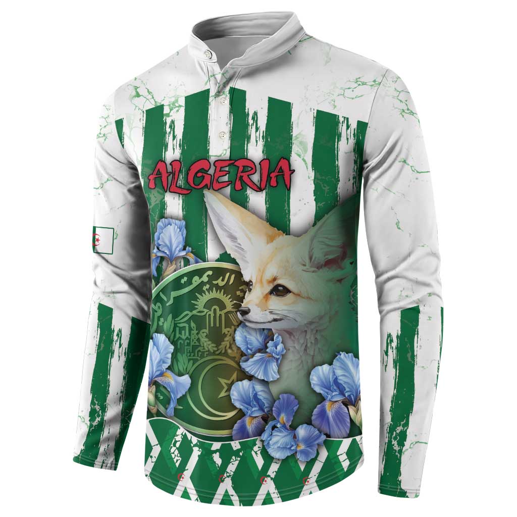 Personalized Algeria Button Sweatshirt Fennec And Iris Grunge Style